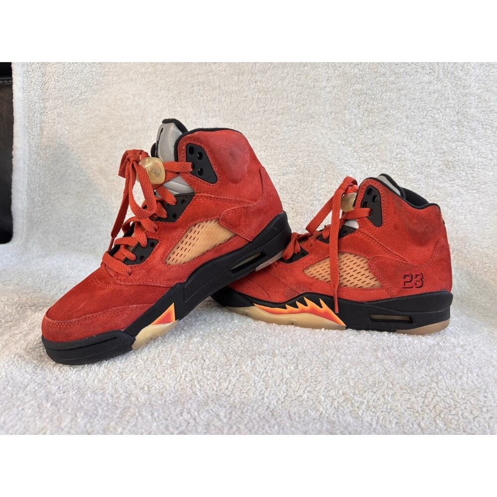 Nike Air Jordan 5 Retro Raging Bull Toro Bravo Red Black 440888-600 GS Size 6Y